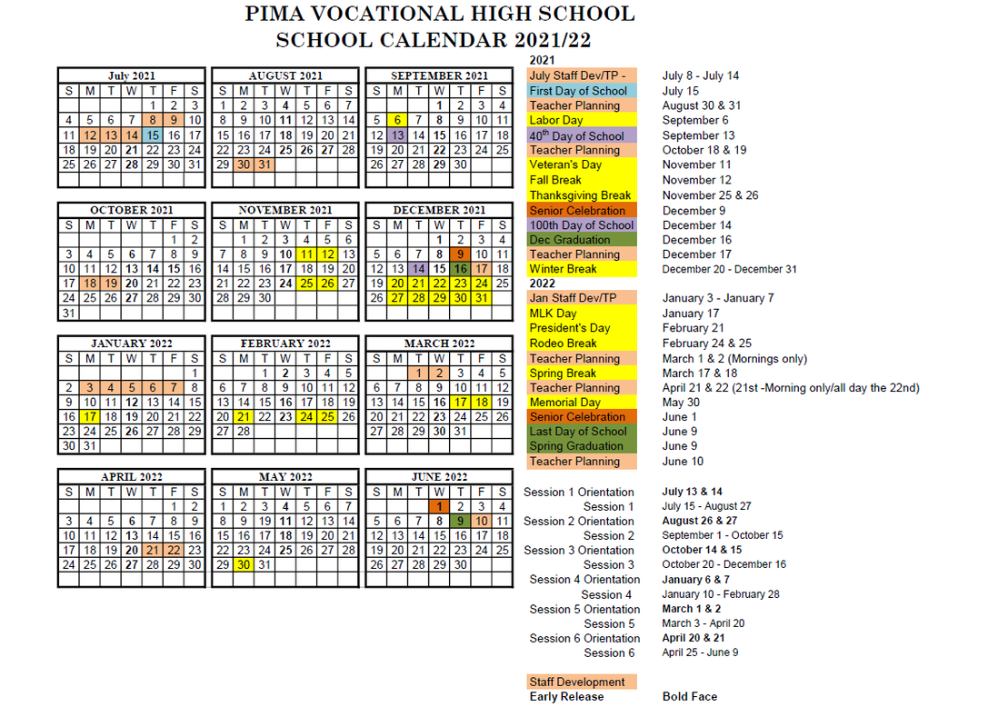 Calendar - Pima Vocational High School